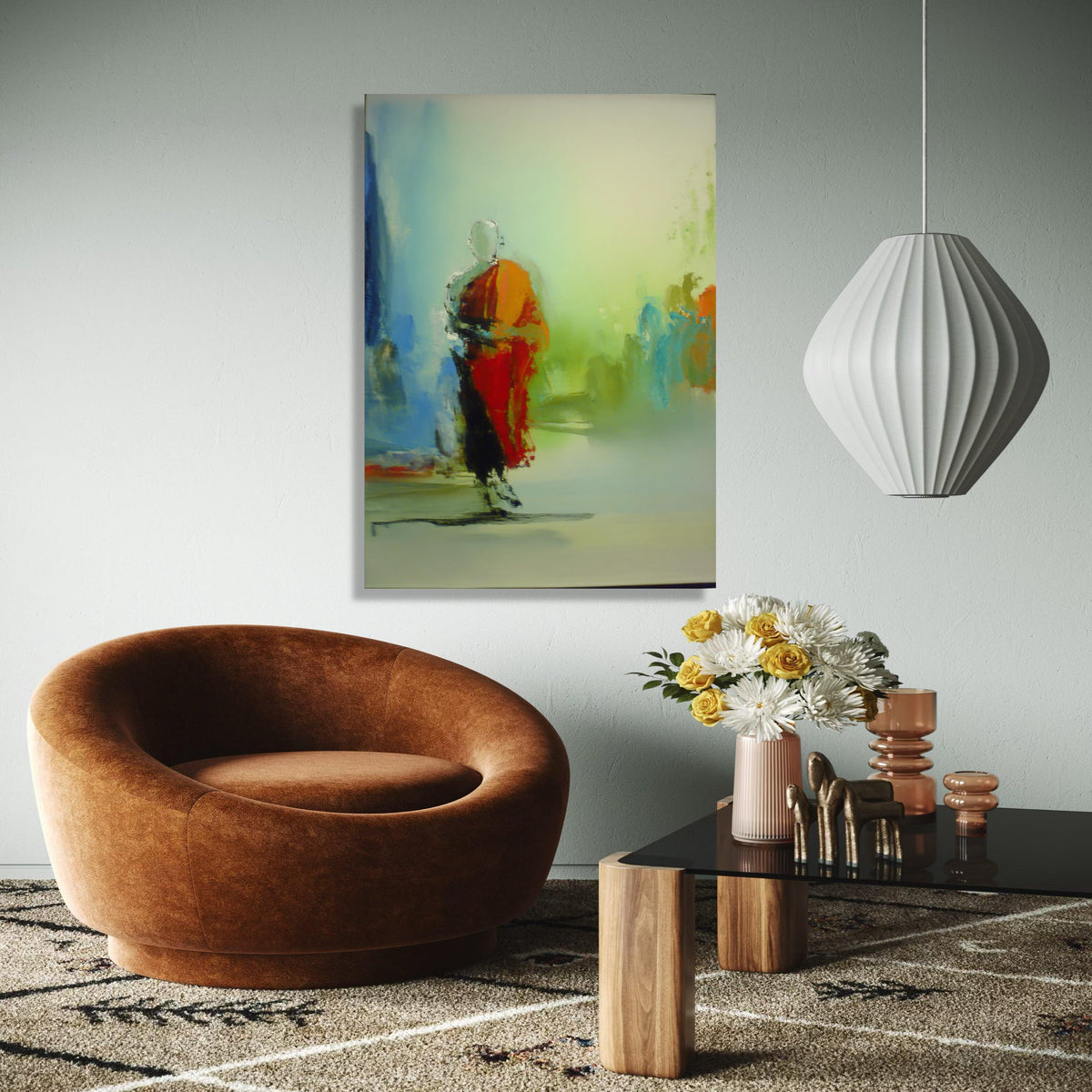 Abstract Buddha Monk Canvas, Spiritual Wall Art, Meditation Decor, Contemporary Painting, Zen Home Decoration Gift Art, Home Decor, Print