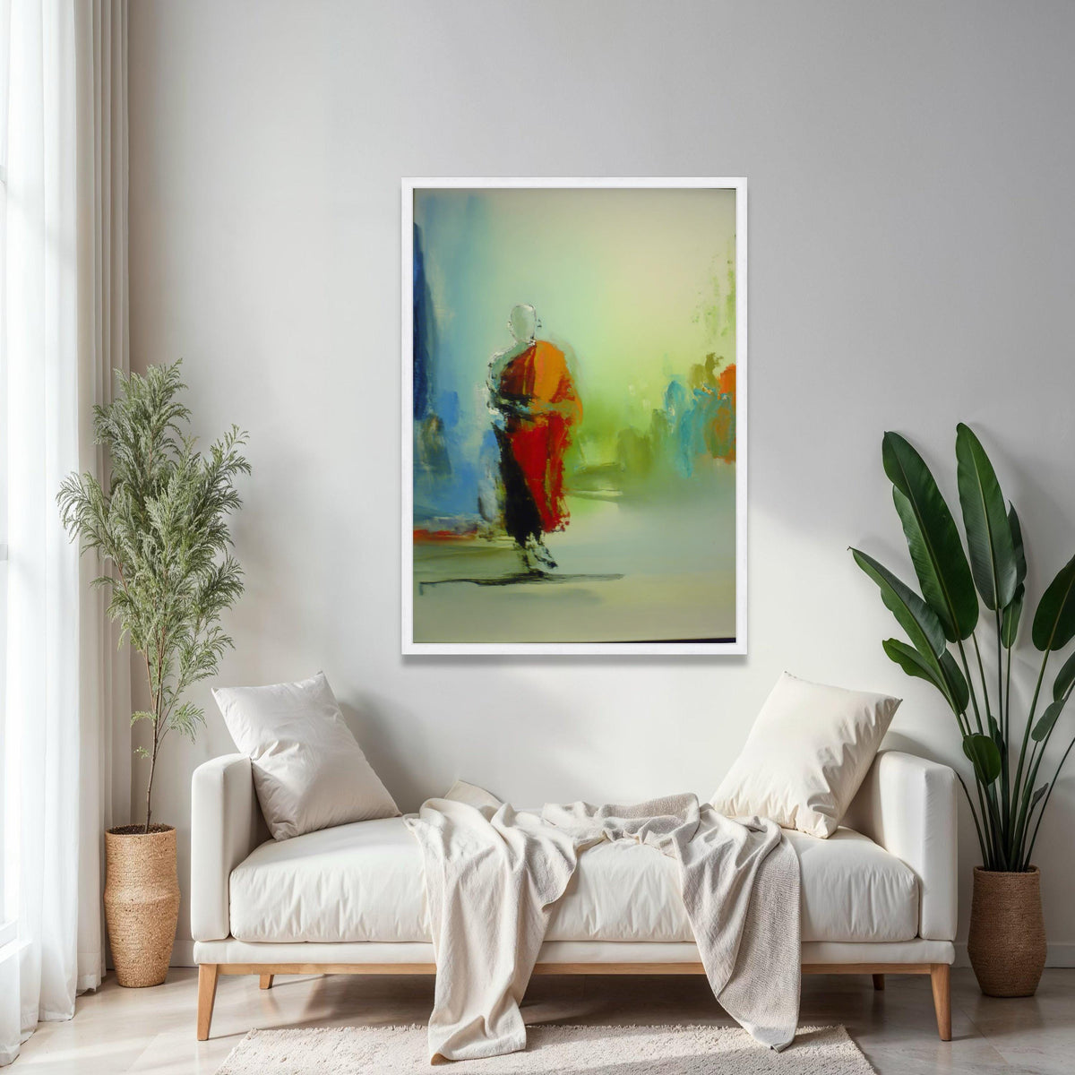 Abstract Buddha Monk Canvas, Spiritual Wall Art, Meditation Decor, Contemporary Painting, Zen Home Decoration Gift Art, Home Decor, Print