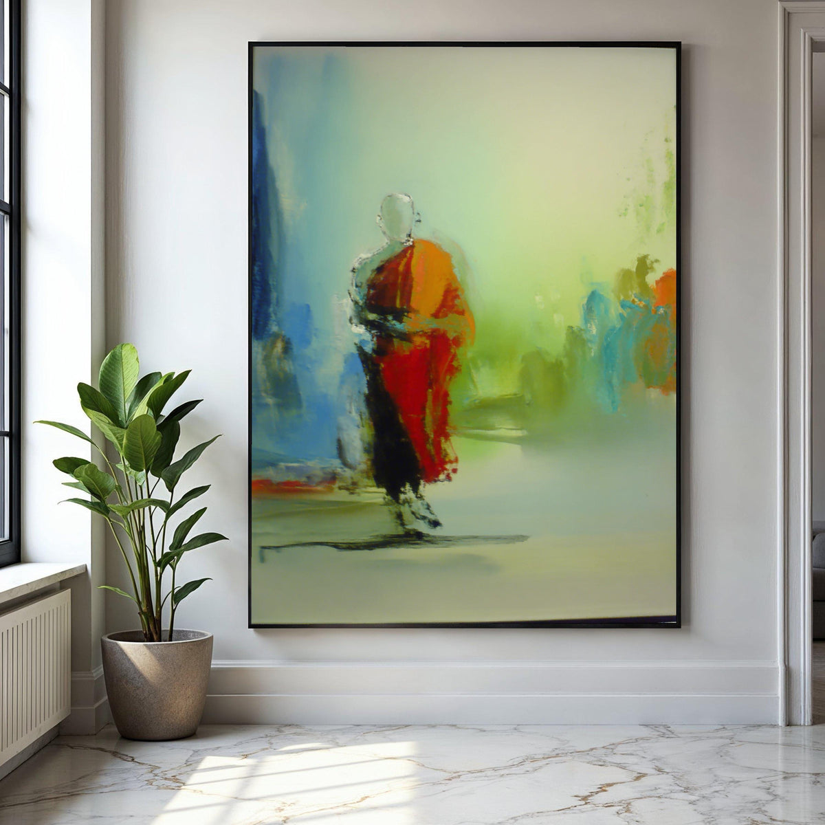 Abstract Buddha Monk Canvas, Spiritual Wall Art, Meditation Decor, Contemporary Painting, Zen Home Decoration Gift Art, Home Decor, Print