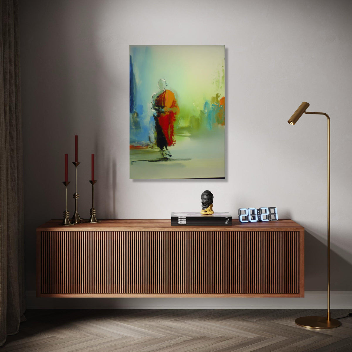 Abstract Buddha Monk Canvas, Spiritual Wall Art, Meditation Decor, Contemporary Painting, Zen Home Decoration Gift Art, Home Decor, Print