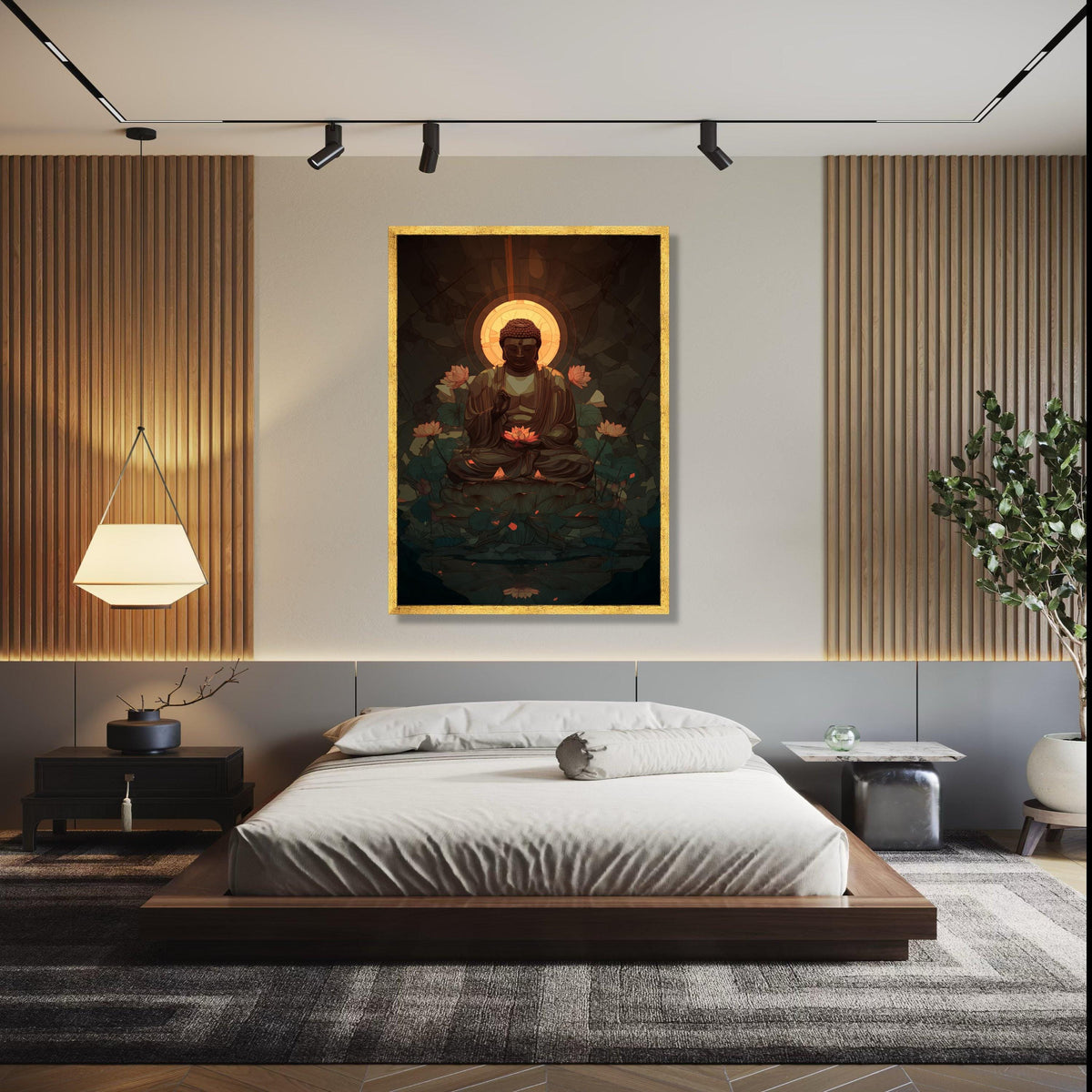 Serene Buddha Meditation Canvas, Lotus Flower Spiritual Wall Art, Calm Zen Home Decor, Tranquil Buddhist Canvas Gift Art, Home Decor, Print