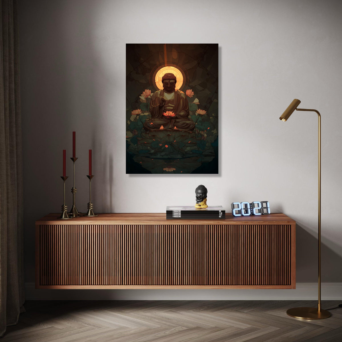 Serene Buddha Meditation Canvas, Lotus Flower Spiritual Wall Art, Calm Zen Home Decor, Tranquil Buddhist Canvas Gift Art, Home Decor, Print