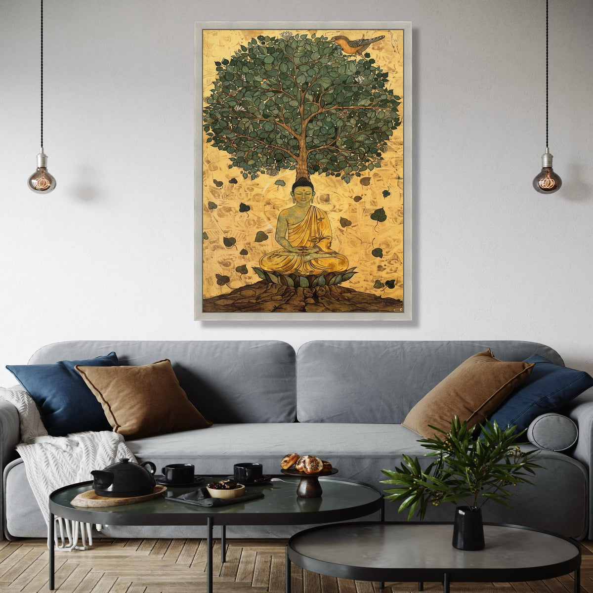 Buddha Meditation Canvas, Bodhi Tree Wall Art, Spiritual Zen Decor, Mindfulness Canvas Print, Sacred Tree of Gift Art, Home Decor, Print