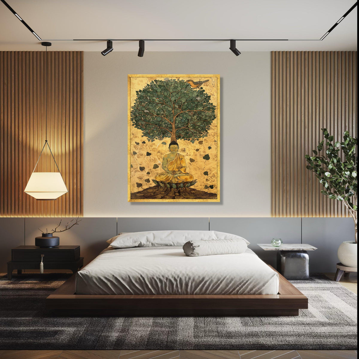 Buddha Meditation Canvas, Bodhi Tree Wall Art, Spiritual Zen Decor, Mindfulness Canvas Print, Sacred Tree of Gift Art, Home Decor, Print
