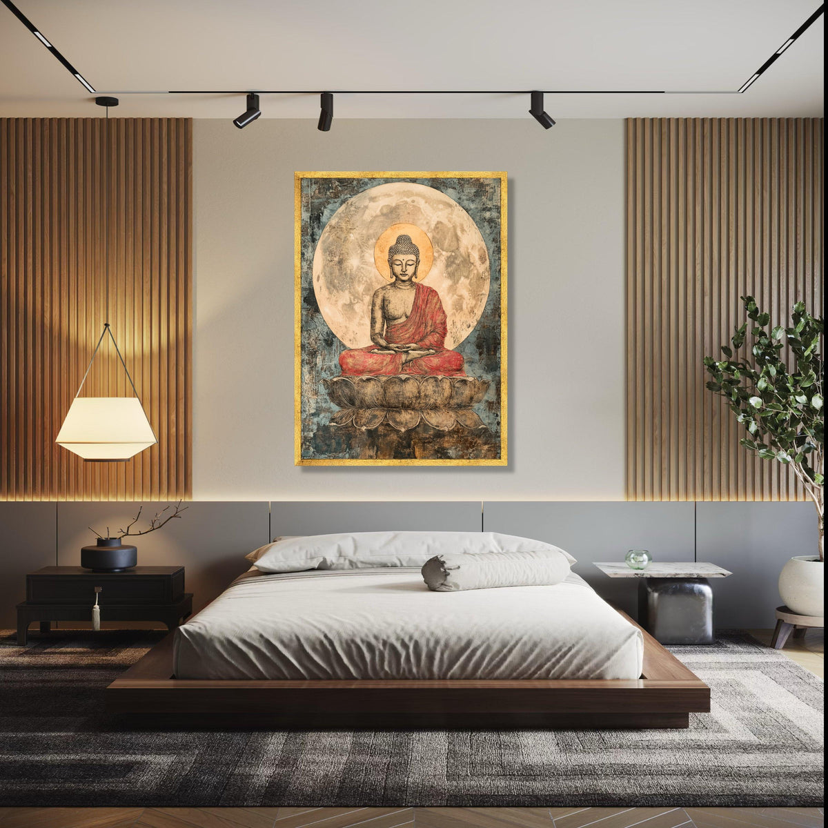 Serene Buddha Meditation Canvas, Spiritual Wall Art, Lotus Seat Painting, Zen Decor, Mindfulness Art, Peaceful Gift Art, Home Decor, Print