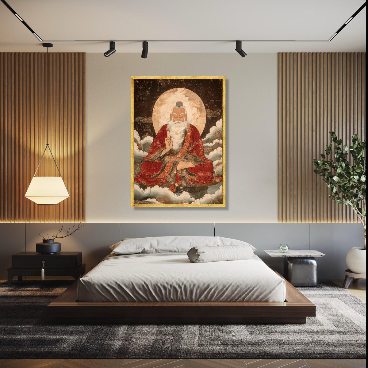 Ancient Taoist Sage Meditation Canvas, Vintage Spiritual Wall Art, Asian Zen Decor, Traditional Oriental Gift Art, Home Decor, Print