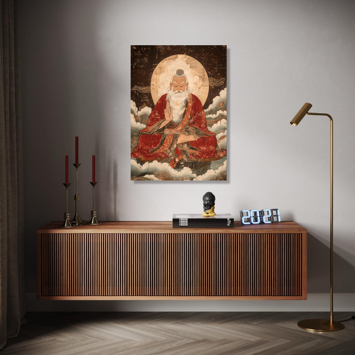 Ancient Taoist Sage Meditation Canvas, Vintage Spiritual Wall Art, Asian Zen Decor, Traditional Oriental Gift Art, Home Decor, Print