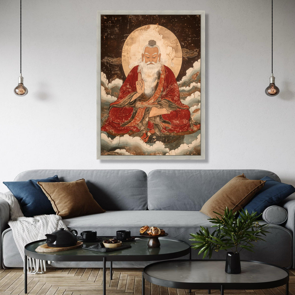 Ancient Taoist Sage Meditation Canvas, Vintage Spiritual Wall Art, Asian Zen Decor, Traditional Oriental Gift Art, Home Decor, Print