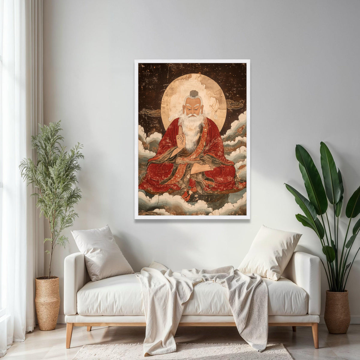 Ancient Taoist Sage Meditation Canvas, Vintage Spiritual Wall Art, Asian Zen Decor, Traditional Oriental Gift Art, Home Decor, Print