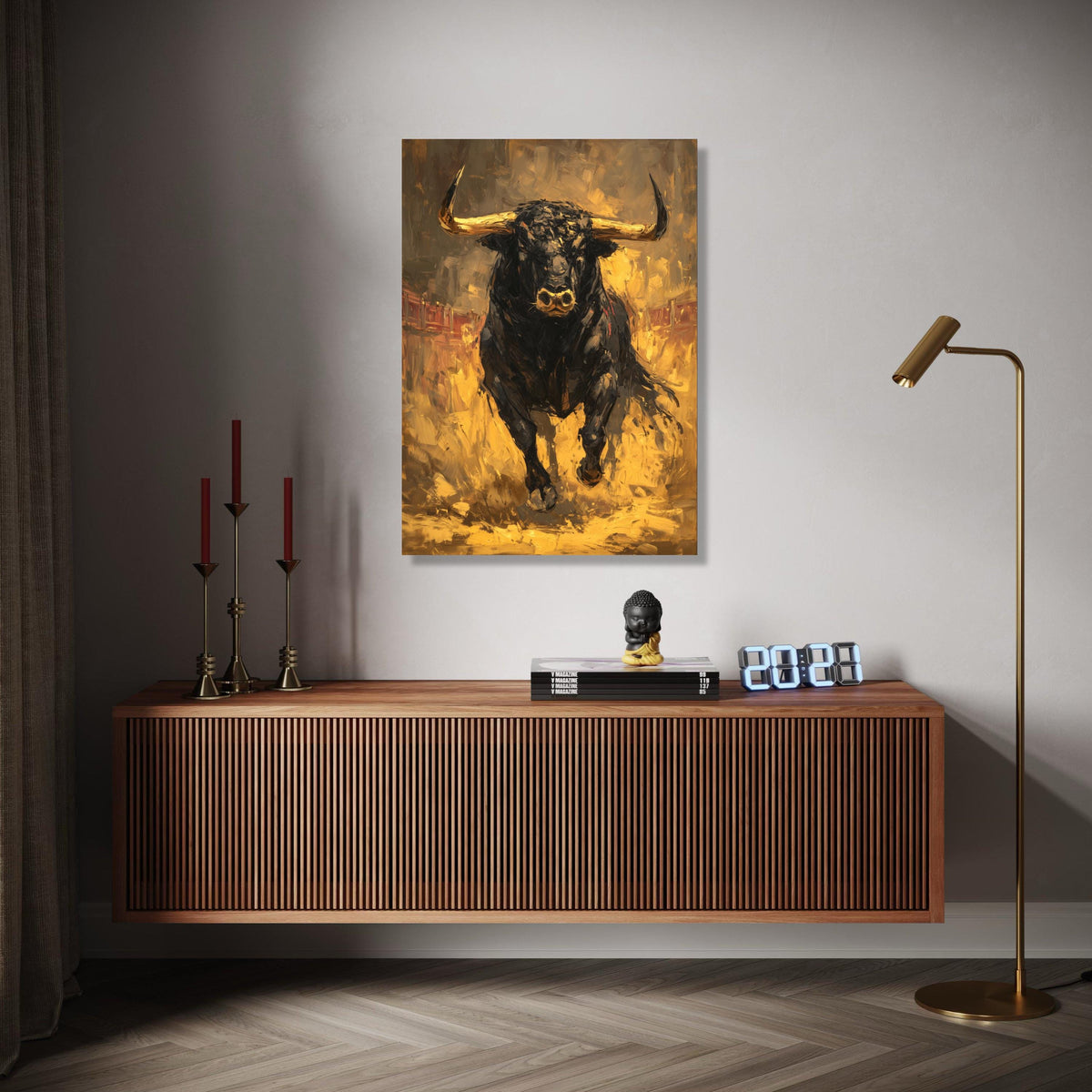 Powerful Charging Bull Canvas Wall Art, Abstract Animal Painting, Rustic Home Decoration, Modern Farmhouse Wall Gift Art, Home Decor, Print