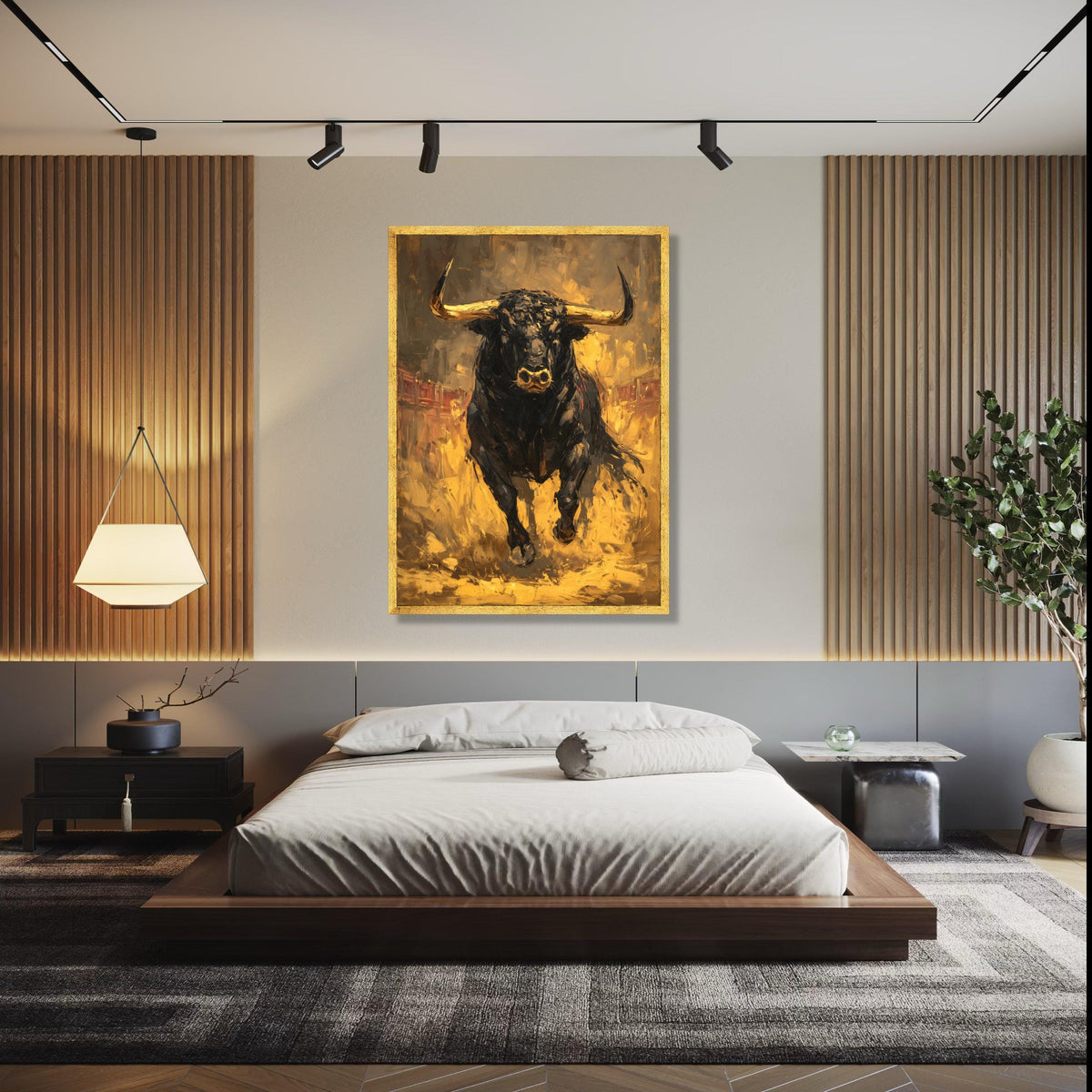 Powerful Charging Bull Canvas Wall Art, Abstract Animal Painting, Rustic Home Decoration, Modern Farmhouse Wall Gift Art, Home Decor, Print