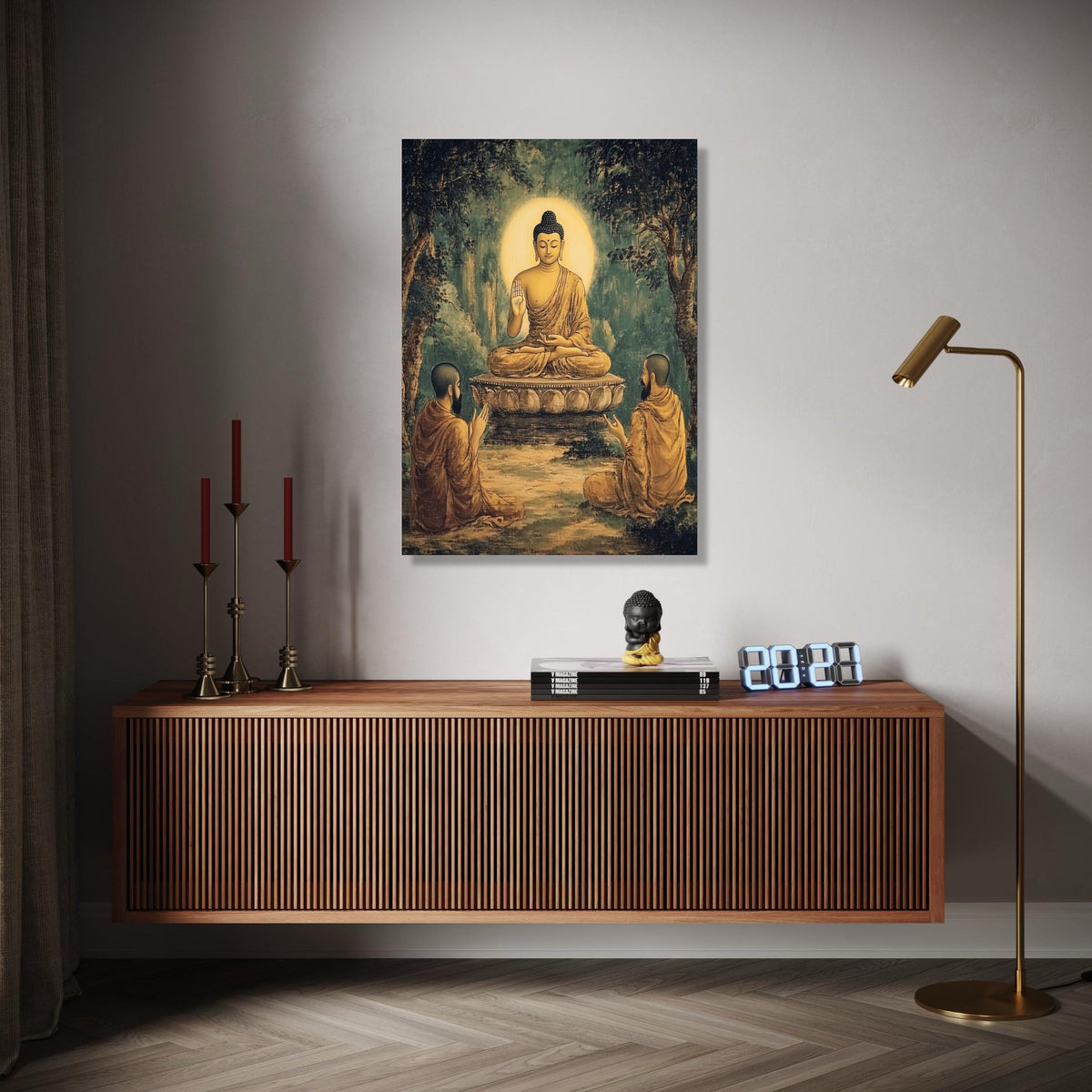 Buddha Meditation Canvas Wall Art, Spiritual Wisdom Painting, Zen Buddhist Decor, Peaceful Enlightenment Gift Art, Home Decor, Print