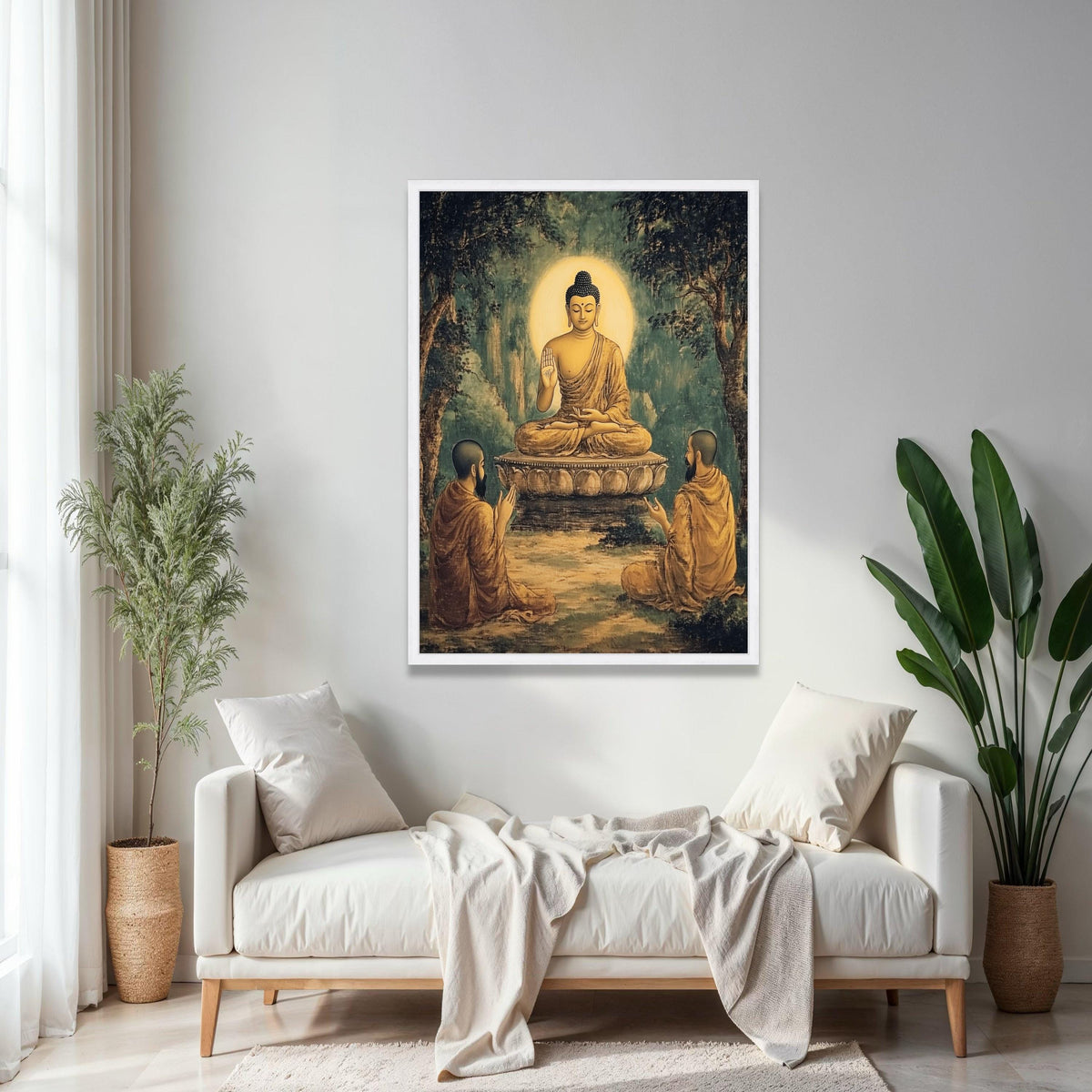 Buddha Meditation Canvas Wall Art, Spiritual Wisdom Painting, Zen Buddhist Decor, Peaceful Enlightenment Gift Art, Home Decor, Print