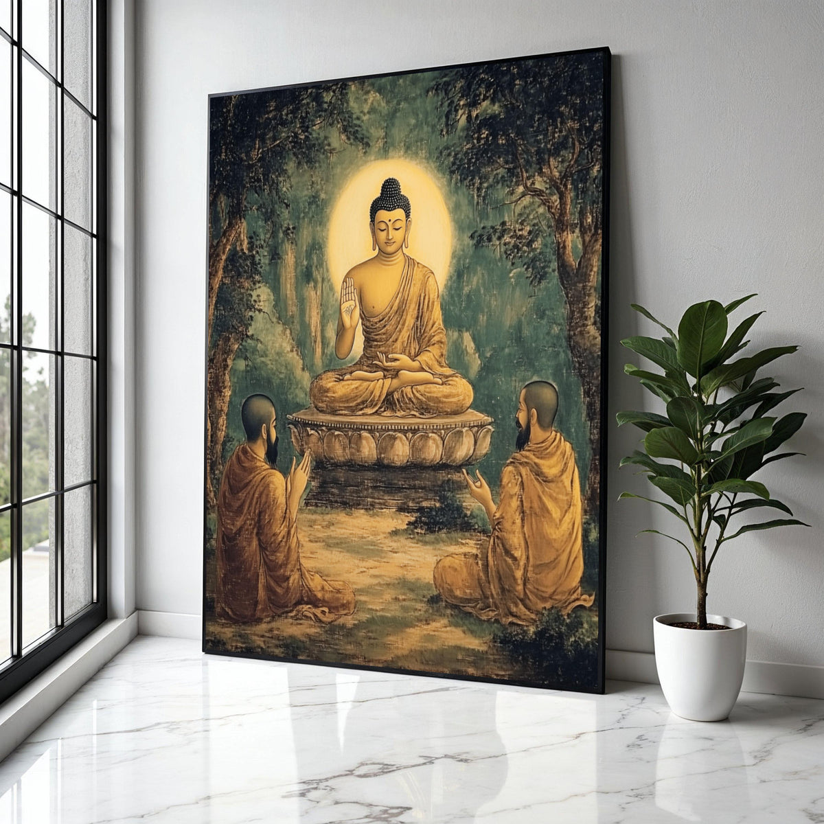 Buddha Meditation Canvas Wall Art, Spiritual Wisdom Painting, Zen Buddhist Decor, Peaceful Enlightenment Gift Art, Home Decor, Print