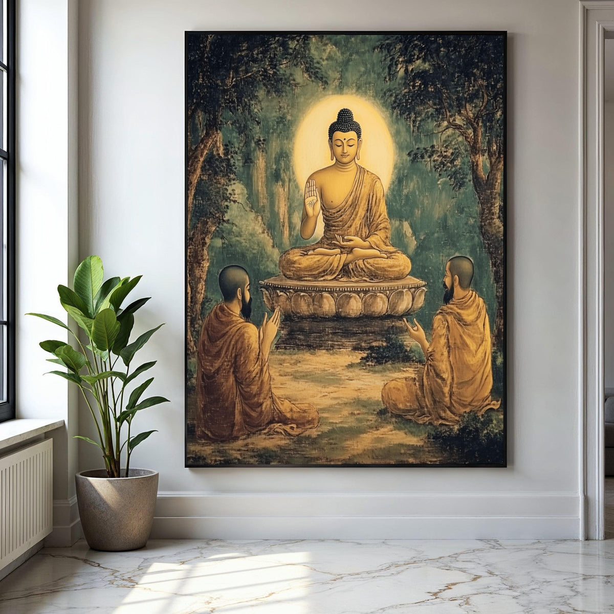 Buddha Meditation Canvas Wall Art, Spiritual Wisdom Painting, Zen Buddhist Decor, Peaceful Enlightenment Gift Art, Home Decor, Print