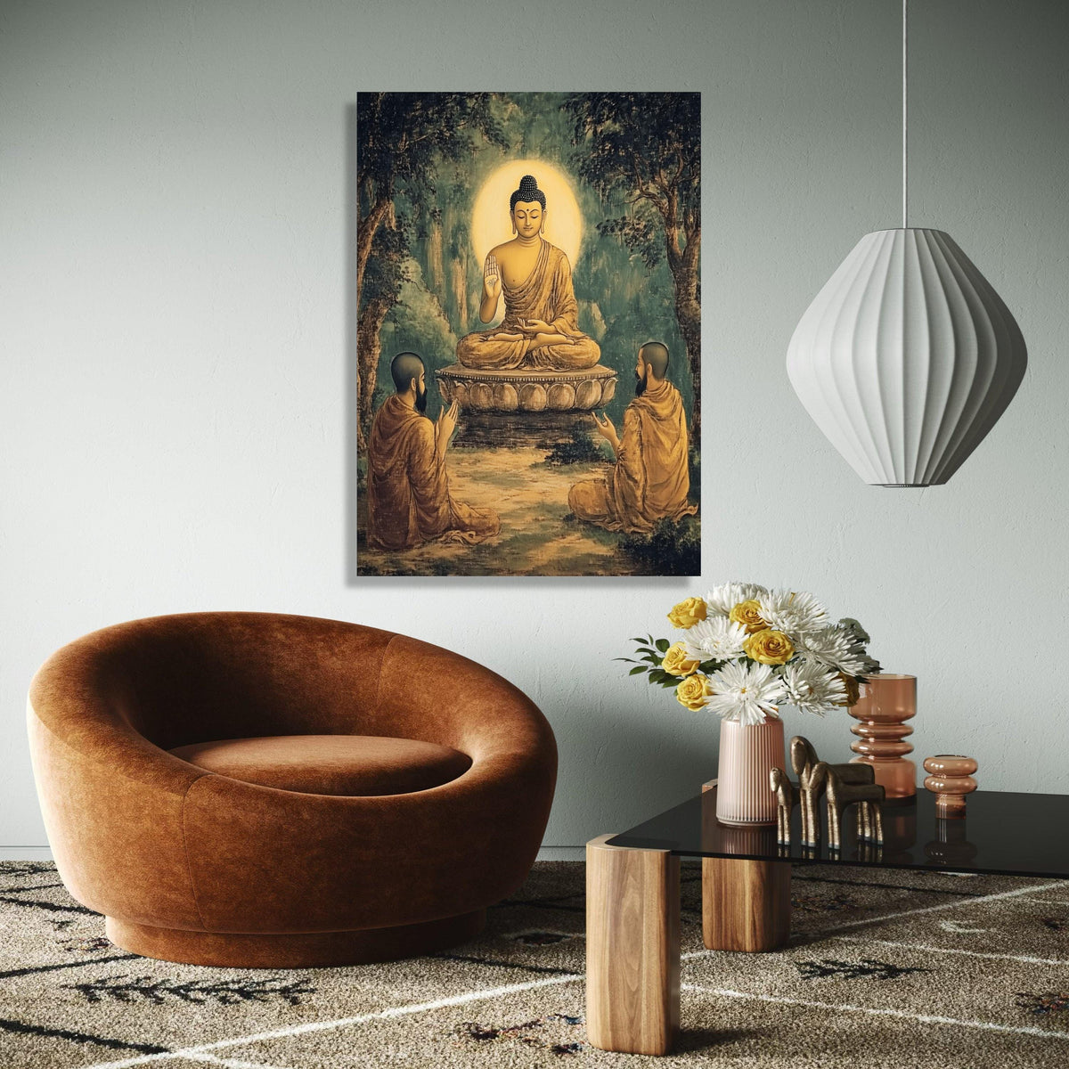 Buddha Meditation Canvas Wall Art, Spiritual Wisdom Painting, Zen Buddhist Decor, Peaceful Enlightenment Gift Art, Home Decor, Print