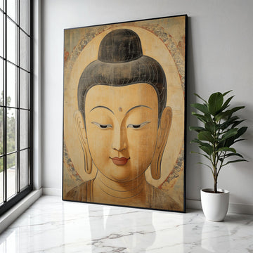 Serene Buddha Portrait Canvas, Spiritual Wall Art, Meditation Decor, Zen Home Decoration, Tranquil Buddha Face Gift Art, Home Decor, Print