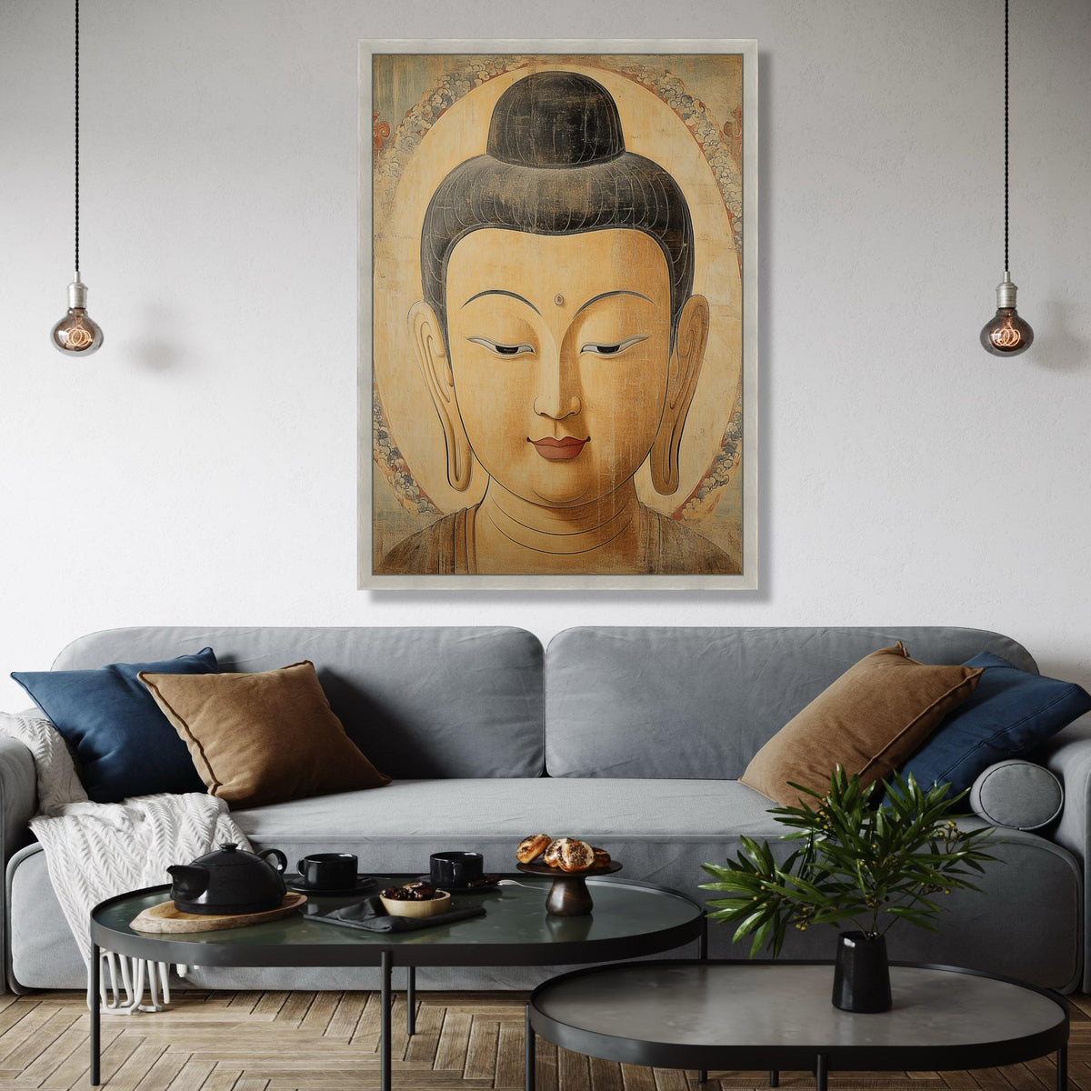 Serene Buddha Portrait Canvas, Spiritual Wall Art, Meditation Decor, Zen Home Decoration, Tranquil Buddha Face Gift Art, Home Decor, Print