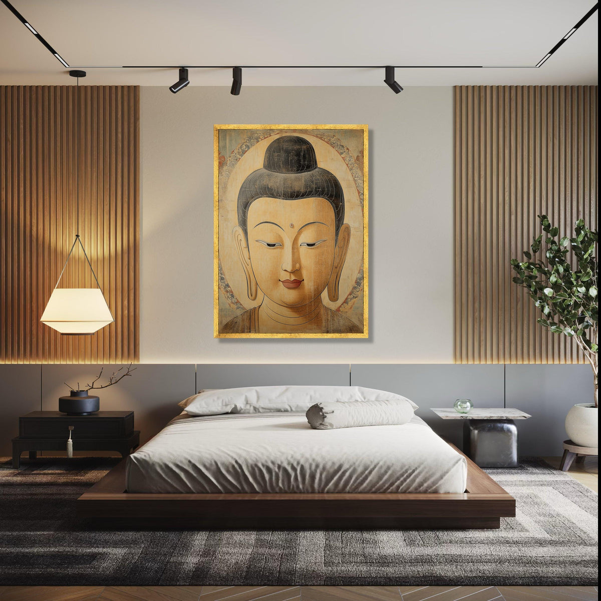 Serene Buddha Portrait Canvas, Spiritual Wall Art, Meditation Decor, Zen Home Decoration, Tranquil Buddha Face Gift Art, Home Decor, Print