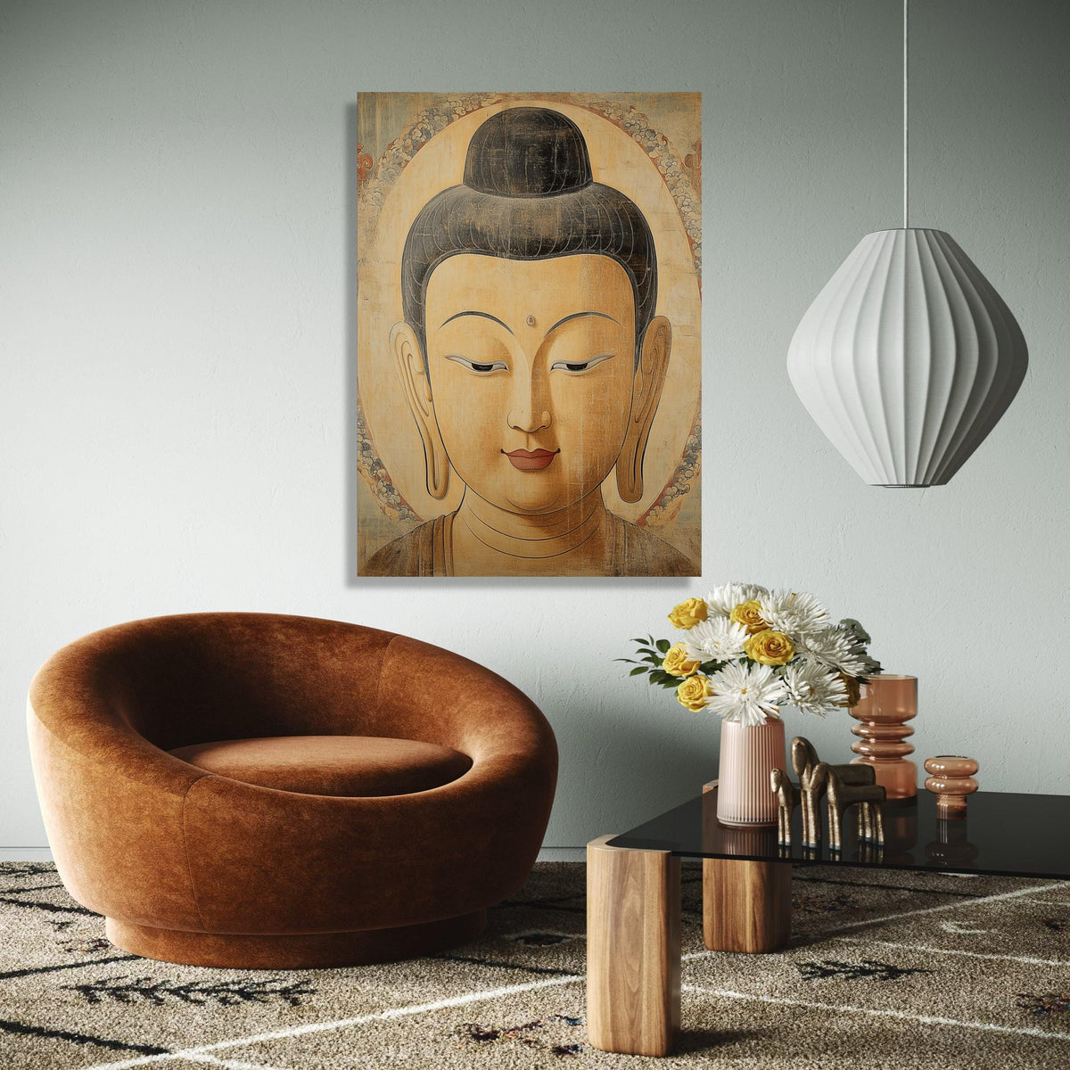 Serene Buddha Portrait Canvas, Spiritual Wall Art, Meditation Decor, Zen Home Decoration, Tranquil Buddha Face Gift Art, Home Decor, Print