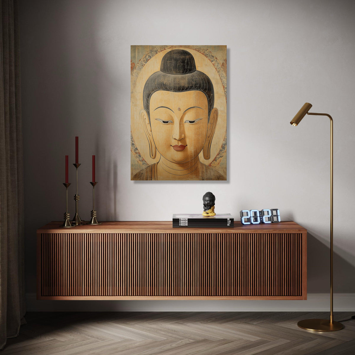 Serene Buddha Portrait Canvas, Spiritual Wall Art, Meditation Decor, Zen Home Decoration, Tranquil Buddha Face Gift Art, Home Decor, Print