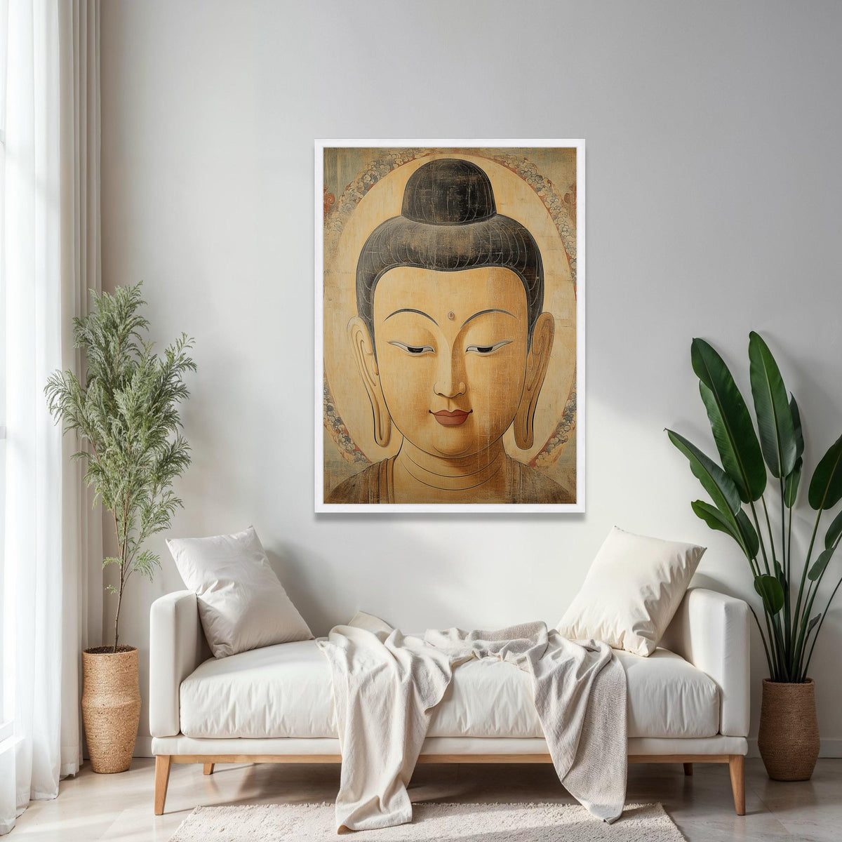 Serene Buddha Portrait Canvas, Spiritual Wall Art, Meditation Decor, Zen Home Decoration, Tranquil Buddha Face Gift Art, Home Decor, Print