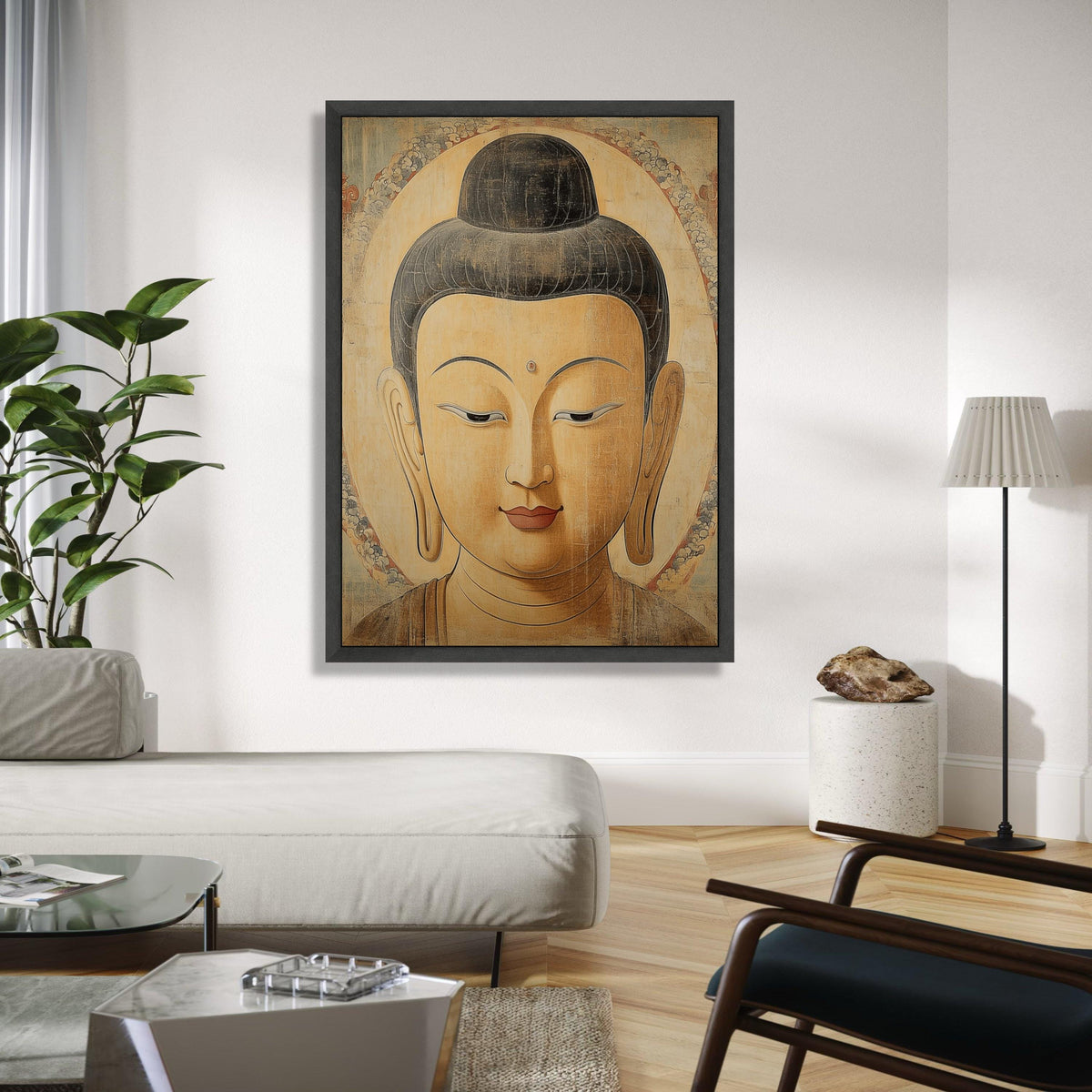Serene Buddha Portrait Canvas, Spiritual Wall Art, Meditation Decor, Zen Home Decoration, Tranquil Buddha Face Gift Art, Home Decor, Print