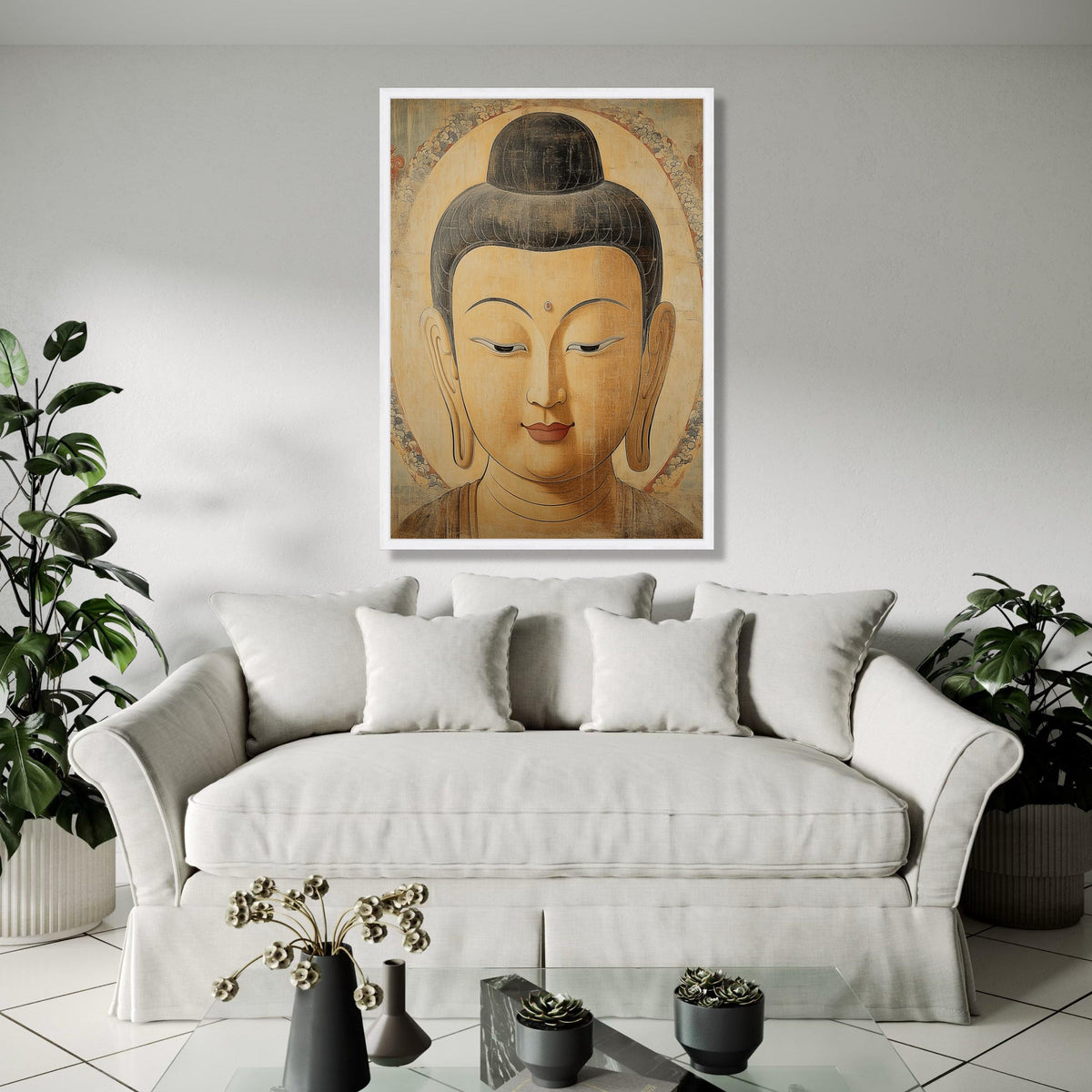 Serene Buddha Portrait Canvas, Spiritual Wall Art, Meditation Decor, Zen Home Decoration, Tranquil Buddha Face Gift Art, Home Decor, Print
