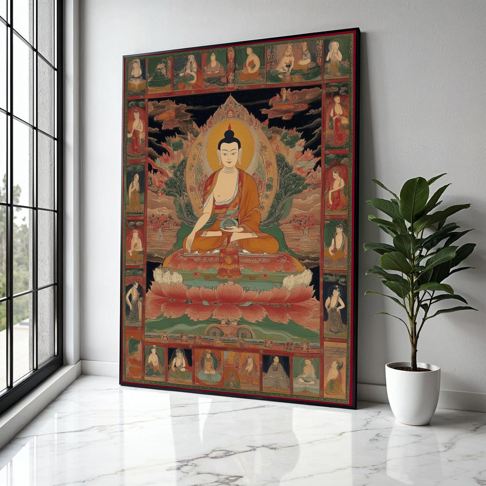 Traditional Buddha Thangka Canvas, Meditation Art Print, Spiritual Tibetan Wall Art, Buddhist Home Decor, Sacred Gift Art, Home Decor, Print