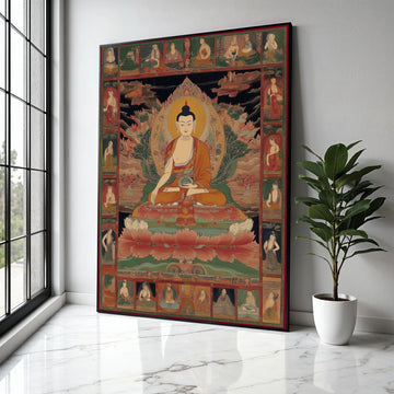 Traditional Buddha Thangka Canvas, Meditation Art Print, Spiritual Tibetan Wall Art, Buddhist Home Decor, Sacred Gift Art, Home Decor, Print