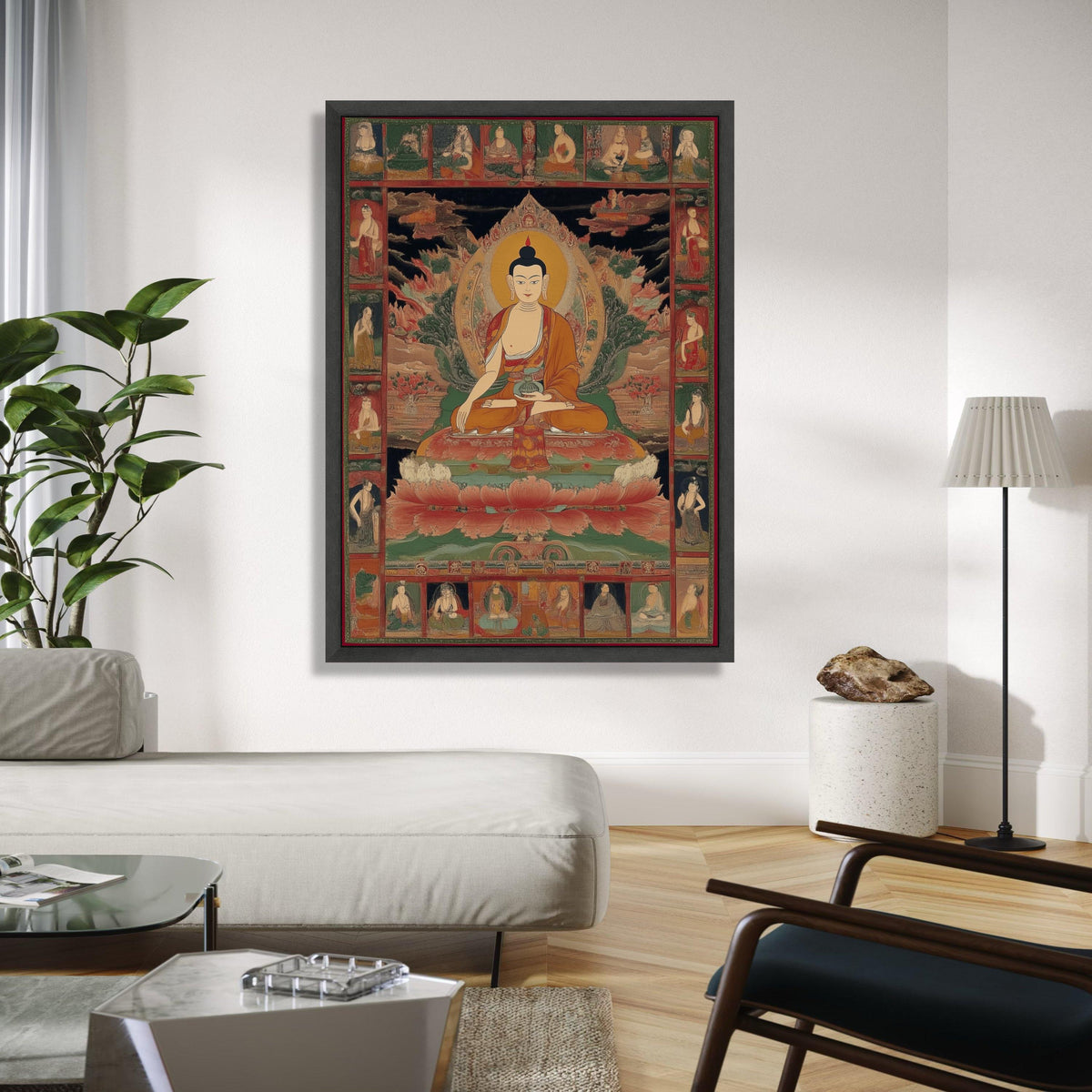 Traditional Buddha Thangka Canvas, Meditation Art Print, Spiritual Tibetan Wall Art, Buddhist Home Decor, Sacred Gift Art, Home Decor, Print