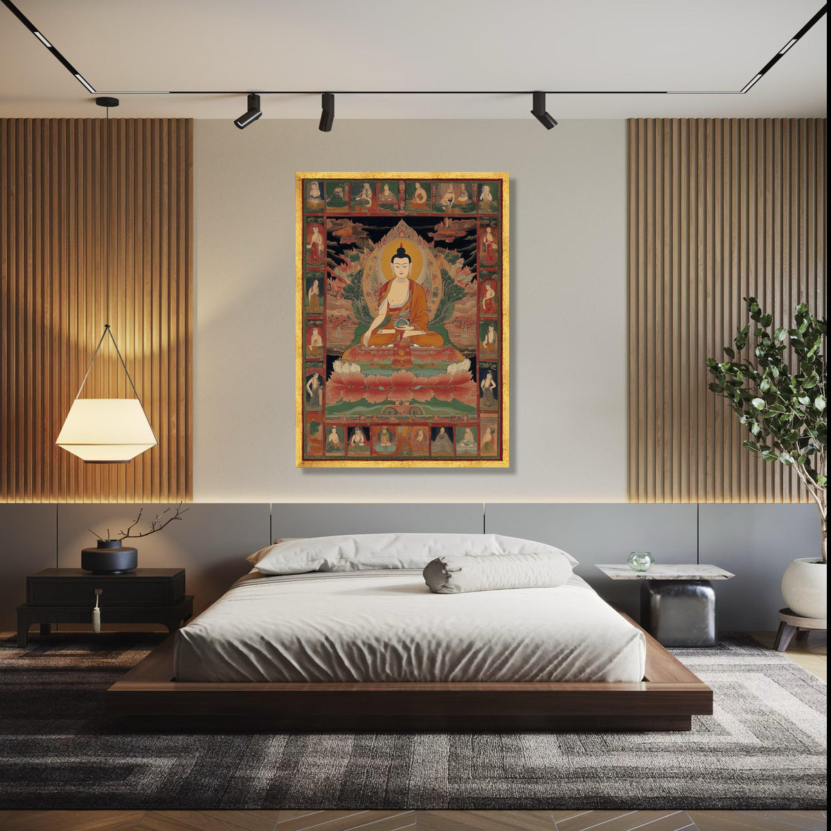 Traditional Buddha Thangka Canvas, Meditation Art Print, Spiritual Tibetan Wall Art, Buddhist Home Decor, Sacred Gift Art, Home Decor, Print