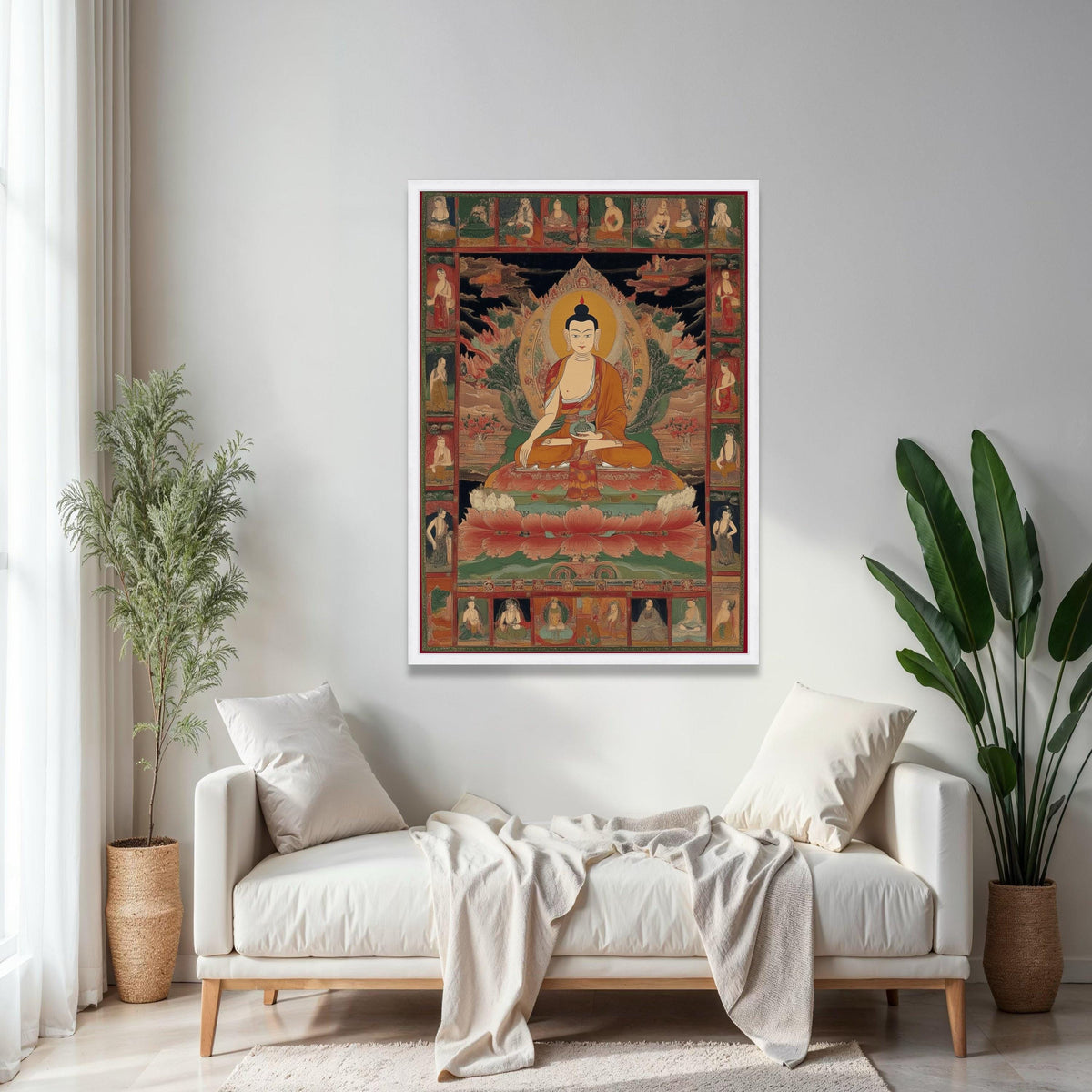 Traditional Buddha Thangka Canvas, Meditation Art Print, Spiritual Tibetan Wall Art, Buddhist Home Decor, Sacred Gift Art, Home Decor, Print