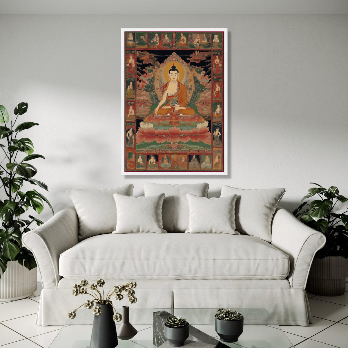 Traditional Buddha Thangka Canvas, Meditation Art Print, Spiritual Tibetan Wall Art, Buddhist Home Decor, Sacred Gift Art, Home Decor, Print
