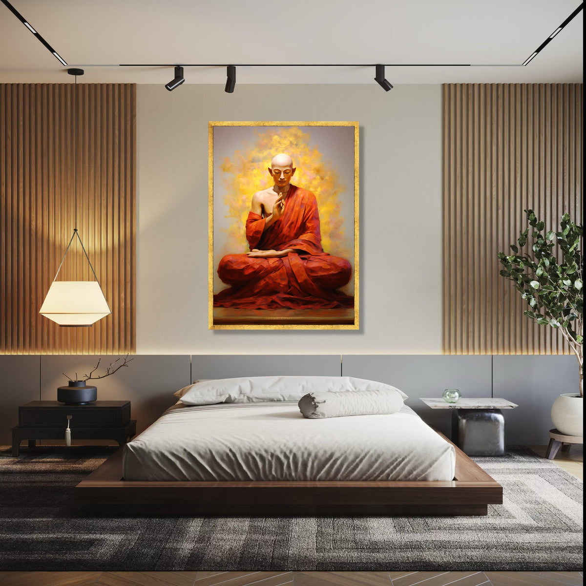 Serene Meditating Buddha Canvas Wall Art, Spiritual Meditation Decor, Zen Buddhist Monk Painting, Peaceful Home Gift Art, Home Decor, Print
