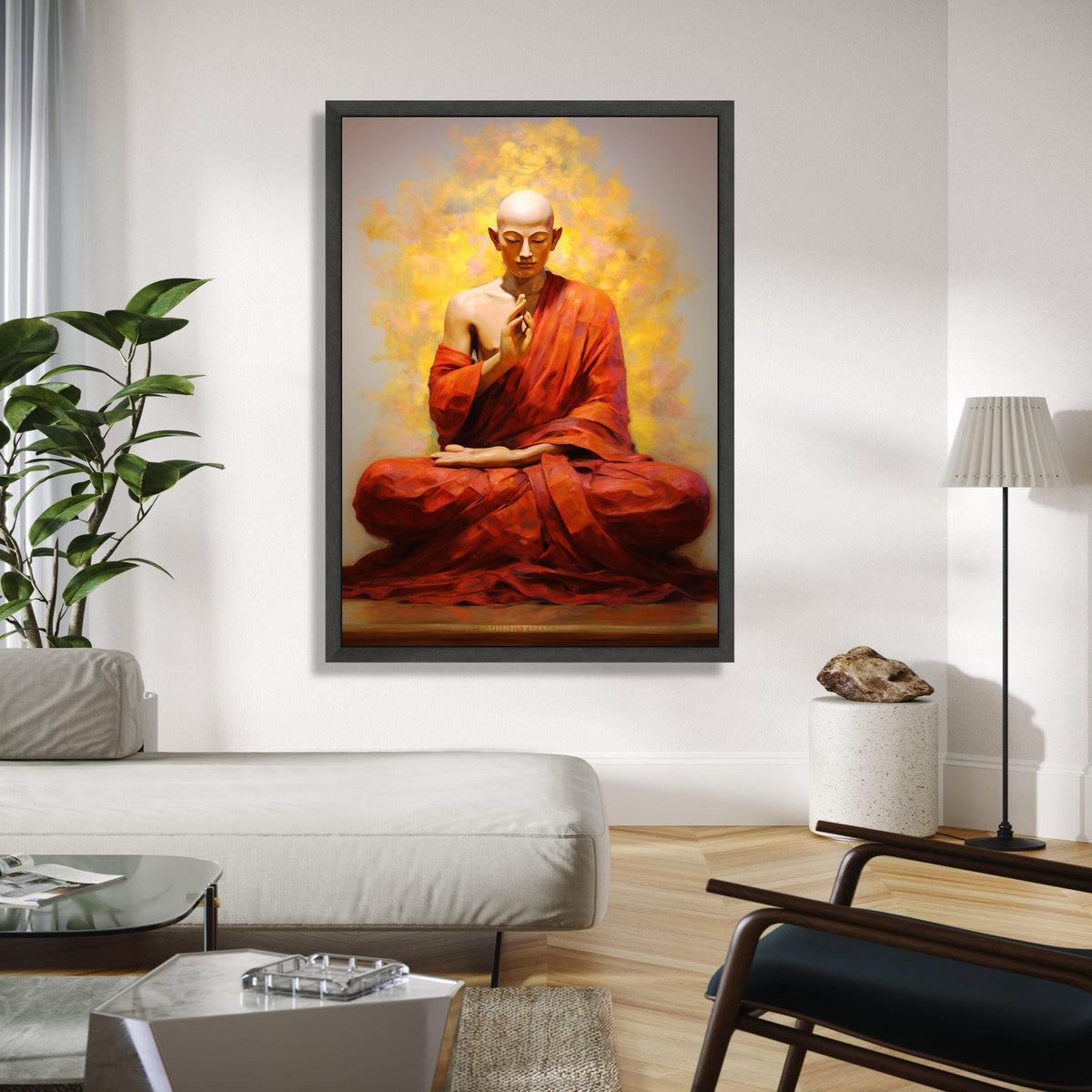 Serene Meditating Buddha Canvas Wall Art, Spiritual Meditation Decor, Zen Buddhist Monk Painting, Peaceful Home Gift Art, Home Decor, Print