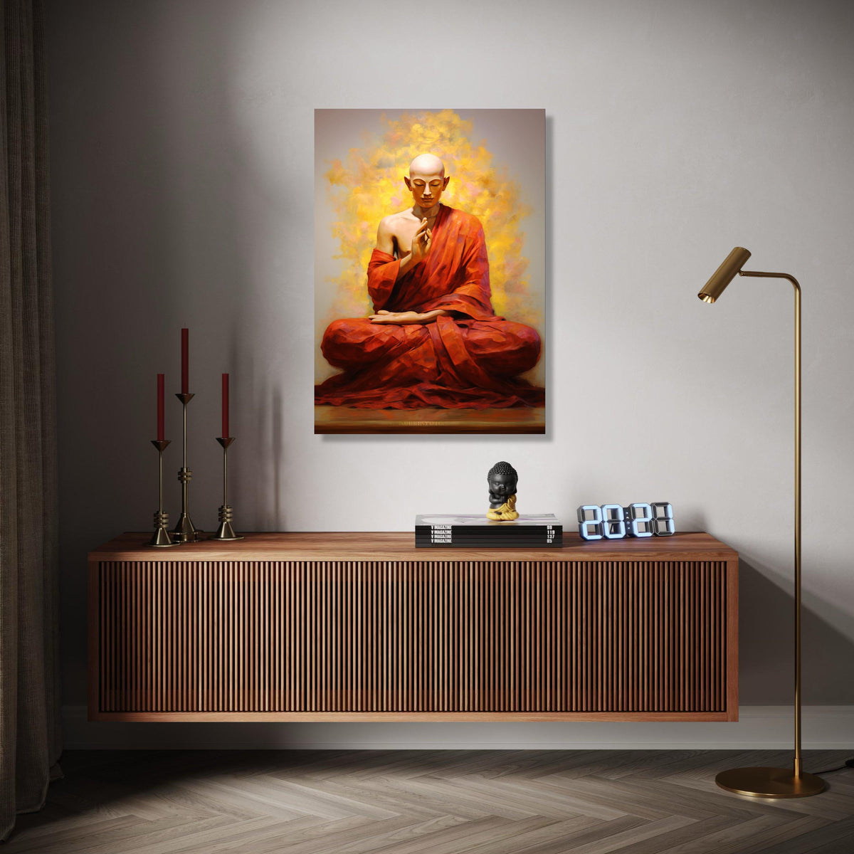 Serene Meditating Buddha Canvas Wall Art, Spiritual Meditation Decor, Zen Buddhist Monk Painting, Peaceful Home Gift Art, Home Decor, Print