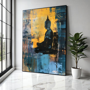 Abstract Buddha Silhouette Canvas, Meditation Wall Art, Spiritual Decor, Contemporary Zen Painting, Calm and Gift Art, Home Decor, Print