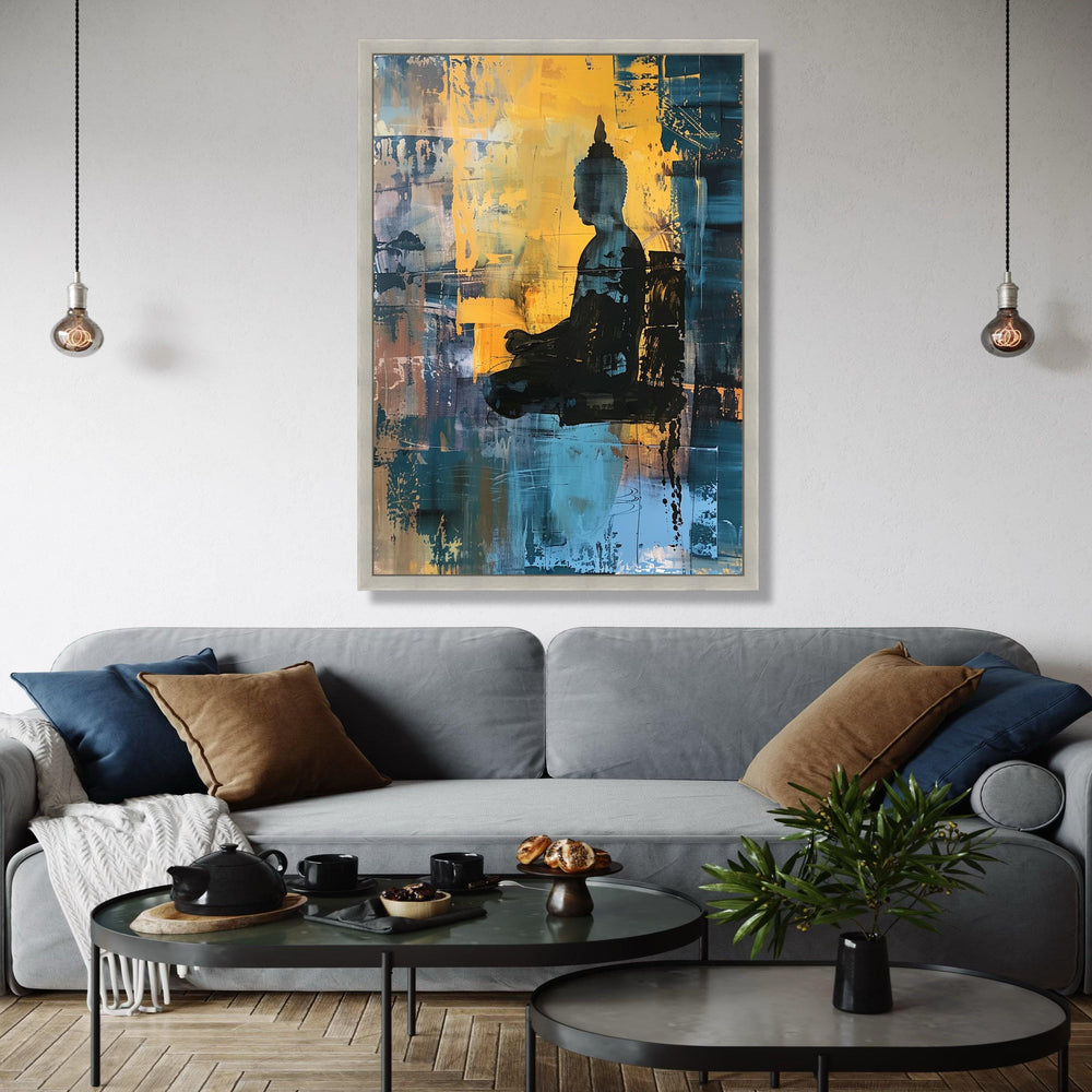 Abstract Buddha Silhouette Canvas, Meditation Wall Art, Spiritual Decor, Contemporary Zen Painting, Calm and Gift Art, Home Decor, Print