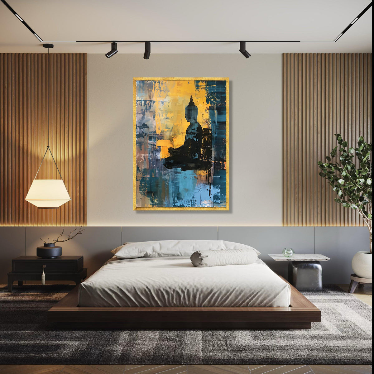 Abstract Buddha Silhouette Canvas, Meditation Wall Art, Spiritual Decor, Contemporary Zen Painting, Calm and Gift Art, Home Decor, Print