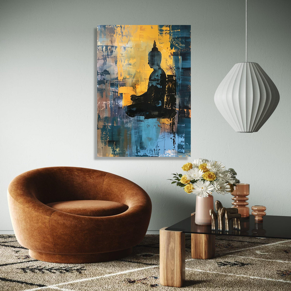 Abstract Buddha Silhouette Canvas, Meditation Wall Art, Spiritual Decor, Contemporary Zen Painting, Calm and Gift Art, Home Decor, Print