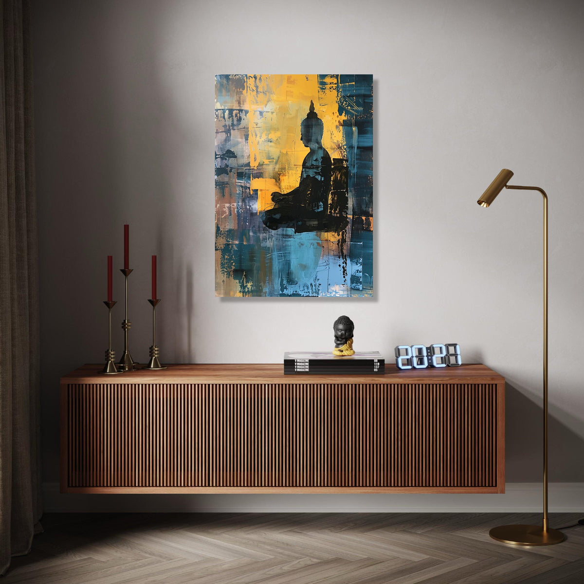 Abstract Buddha Silhouette Canvas, Meditation Wall Art, Spiritual Decor, Contemporary Zen Painting, Calm and Gift Art, Home Decor, Print