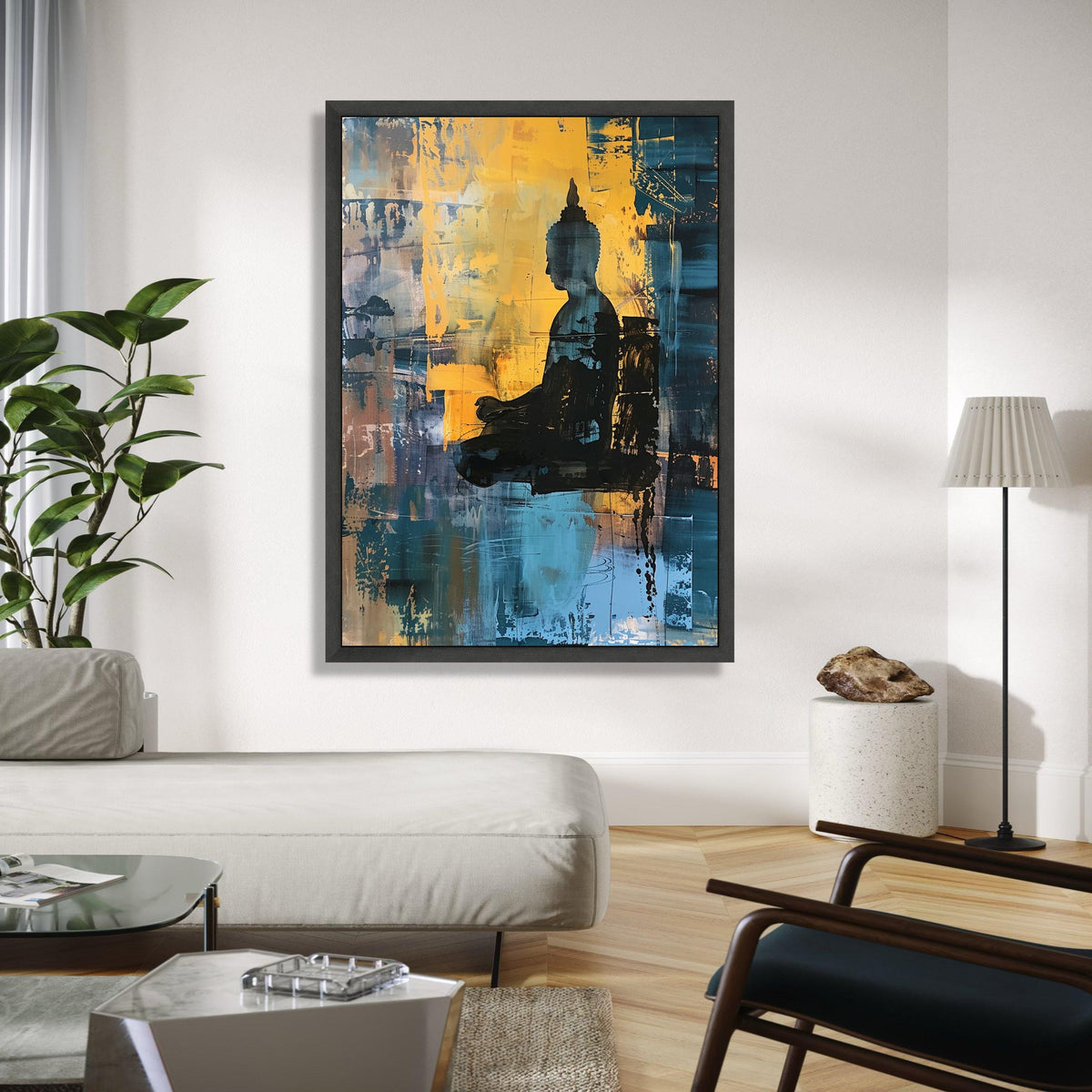 Abstract Buddha Silhouette Canvas, Meditation Wall Art, Spiritual Decor, Contemporary Zen Painting, Calm and Gift Art, Home Decor, Print