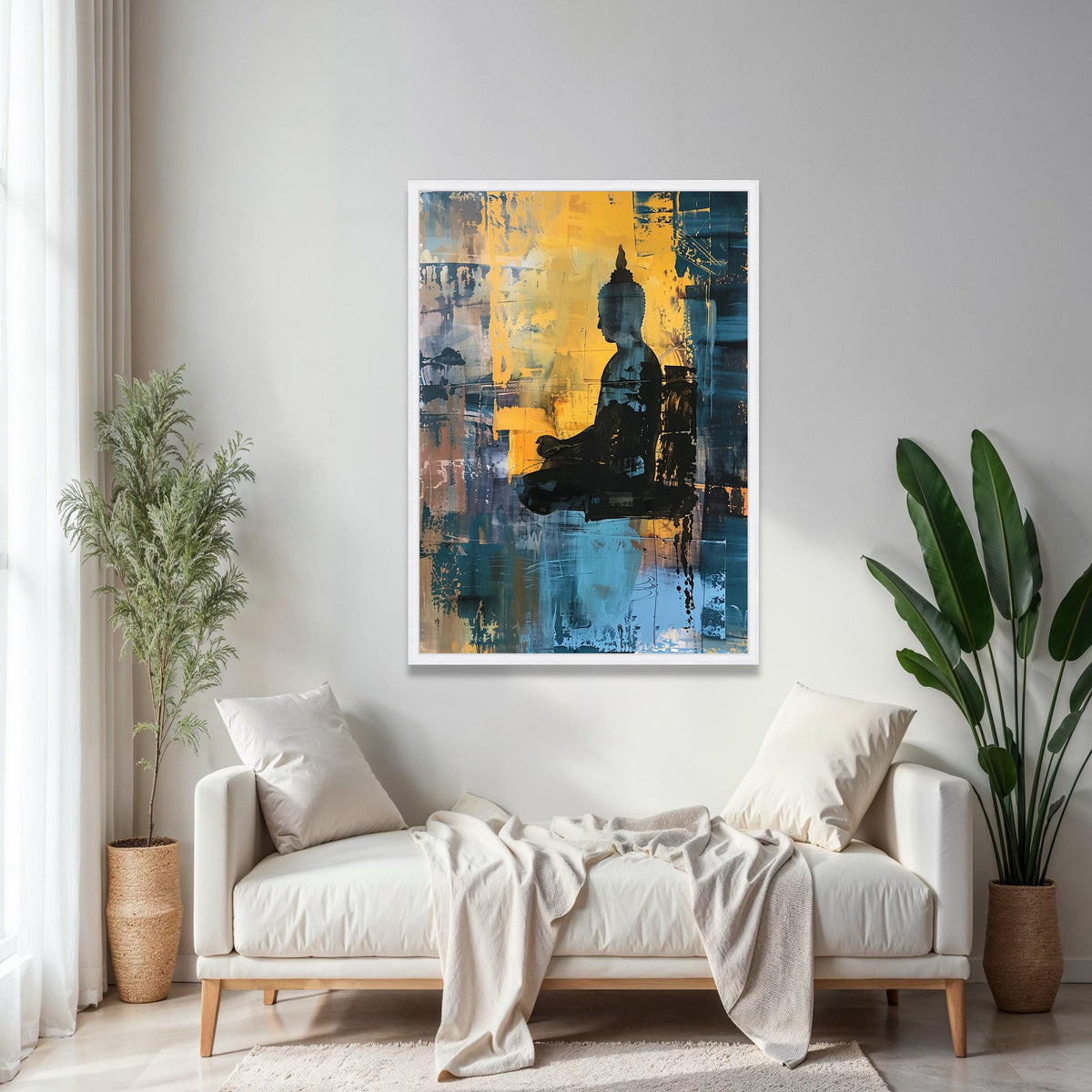 Abstract Buddha Silhouette Canvas, Meditation Wall Art, Spiritual Decor, Contemporary Zen Painting, Calm and Gift Art, Home Decor, Print