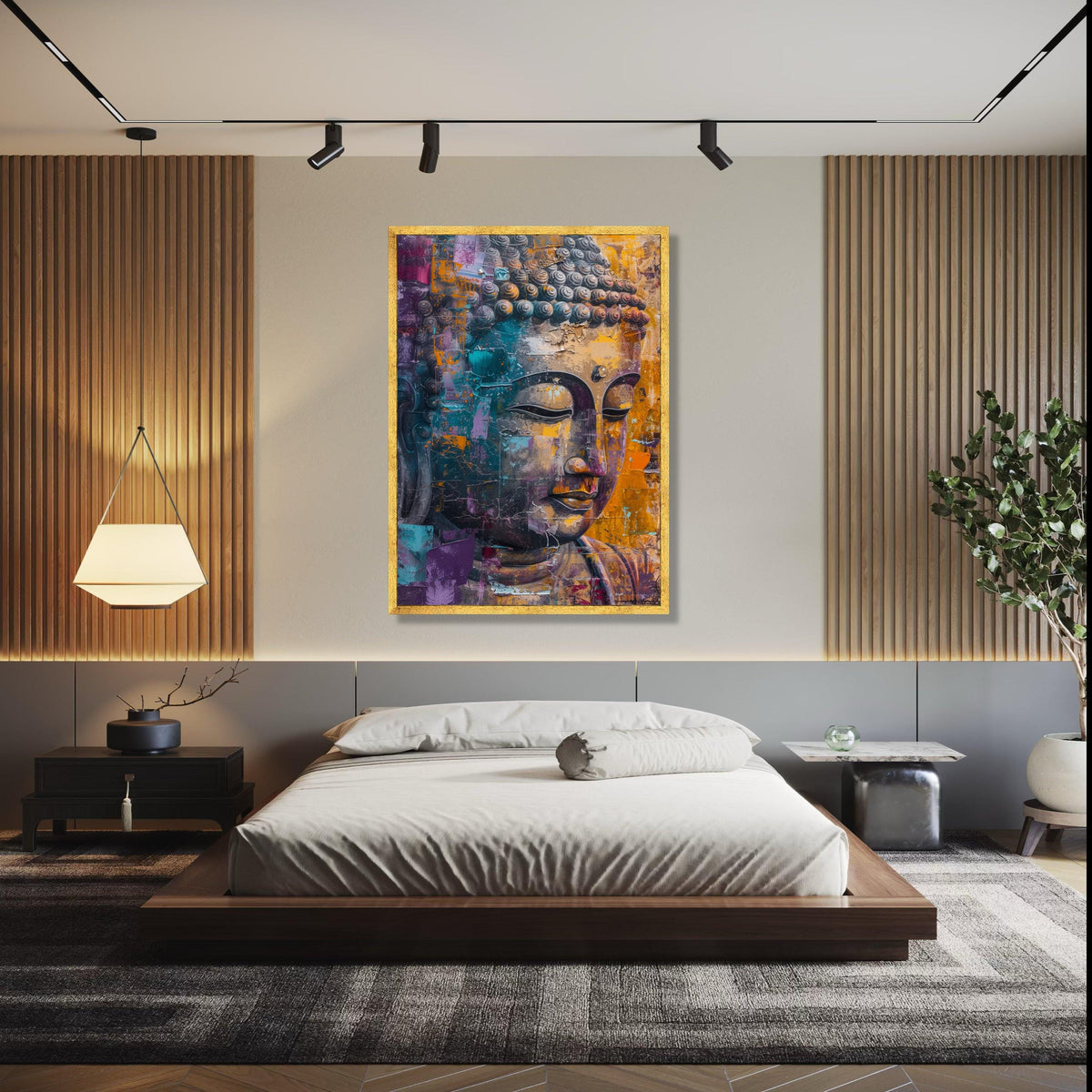 Abstract Buddha Face Canvas Wall Art, Spiritual Meditation Decor, Colorful Buddha Portrait, Zen Home Decoration, Gift Art, Home Decor, Print
