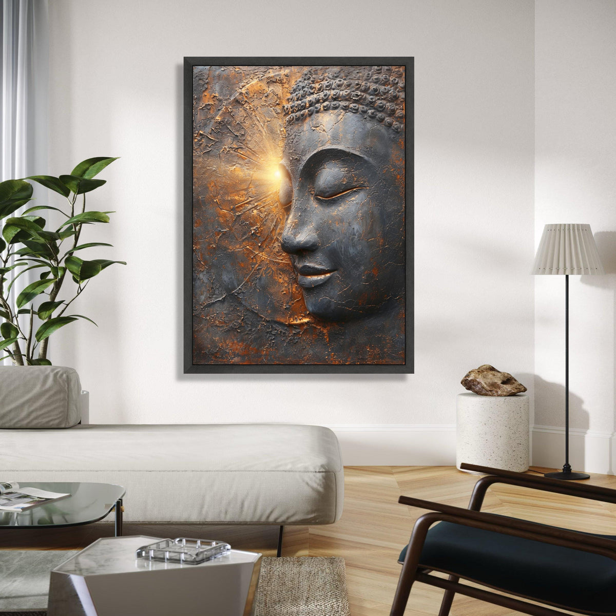 Peaceful Buddha Face Canvas Wall Art, Spiritual Meditation Decor, Buddha Statue Canvas, Zen Home Decoration, Gift Art, Home Decor, Print