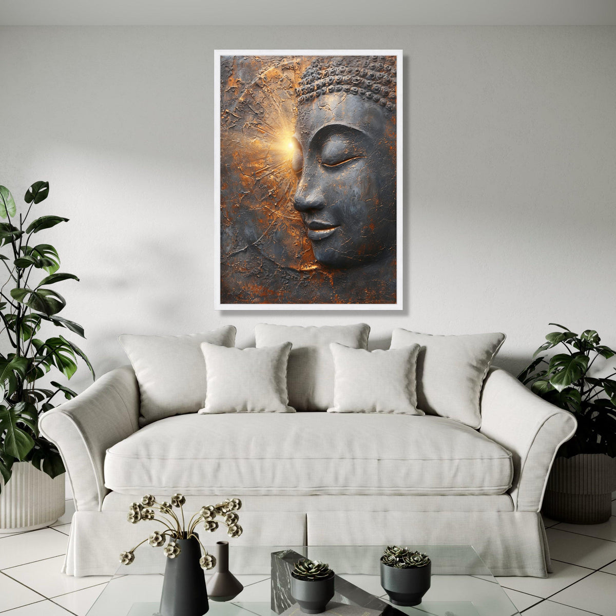 Peaceful Buddha Face Canvas Wall Art, Spiritual Meditation Decor, Buddha Statue Canvas, Zen Home Decoration, Gift Art, Home Decor, Print