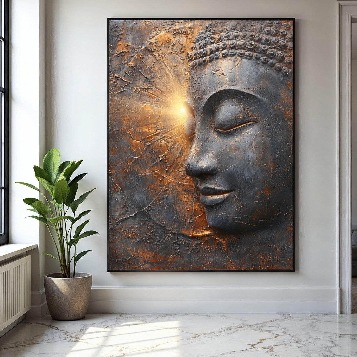 Peaceful Buddha Face Canvas Wall Art, Spiritual Meditation Decor, Buddha Statue Canvas, Zen Home Decoration, Gift Art, Home Decor, Print