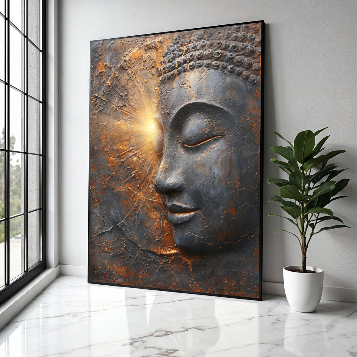 Peaceful Buddha Face Canvas Wall Art, Spiritual Meditation Decor, Buddha Statue Canvas, Zen Home Decoration, Gift Art, Home Decor, Print