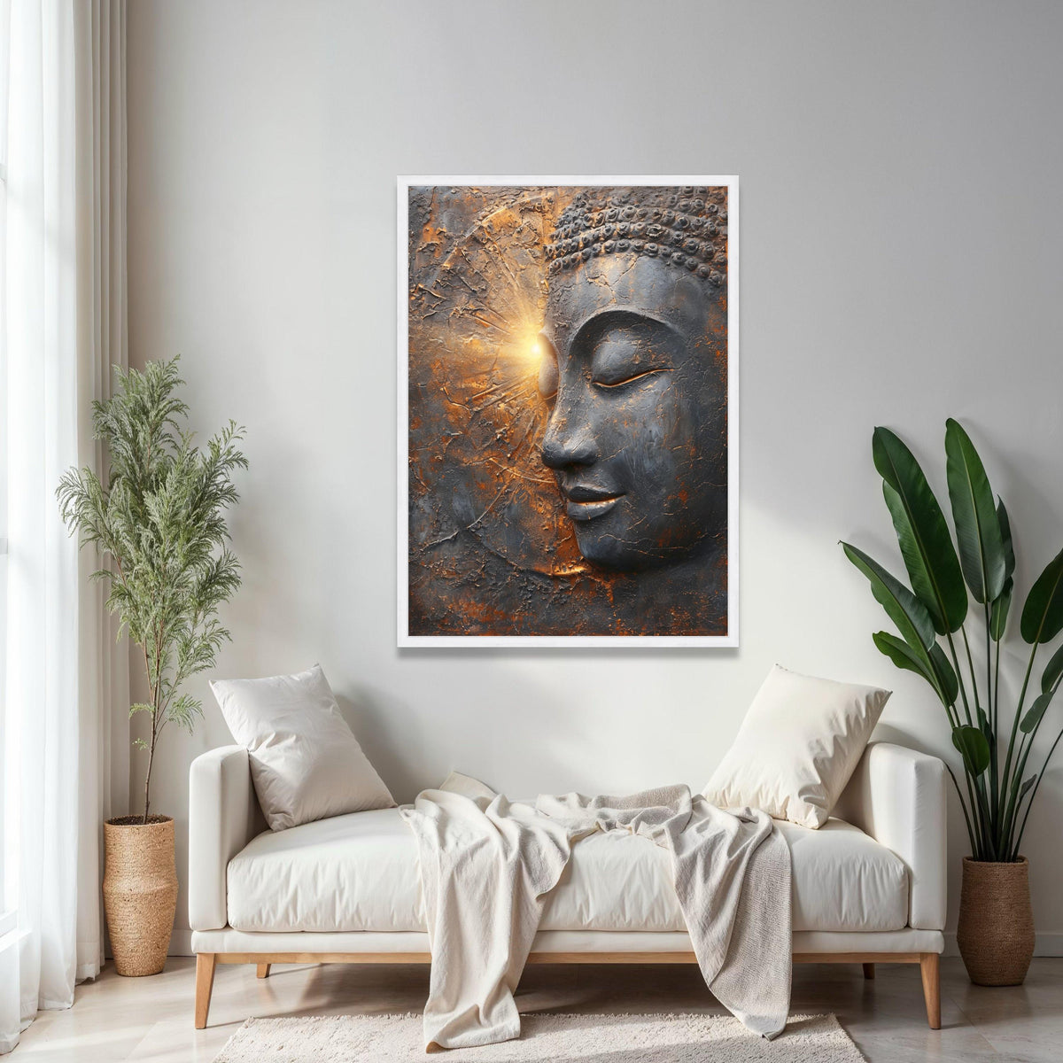 Peaceful Buddha Face Canvas Wall Art, Spiritual Meditation Decor, Buddha Statue Canvas, Zen Home Decoration, Gift Art, Home Decor, Print